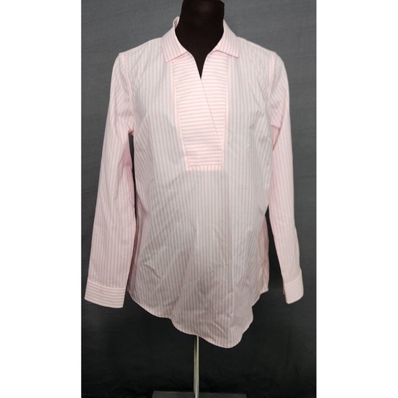 Talbots Button Up Wrinkle Resistant Shirt Womens‎ Sz 2 Pink Striped Top NWOT - Picture 1 of 10